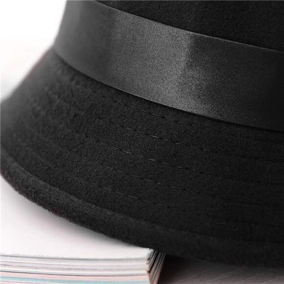 Vintage Felt Cloche Hat Winter Floral Fedora Bucket Hat Bowler Hats - Picture 2 of 6